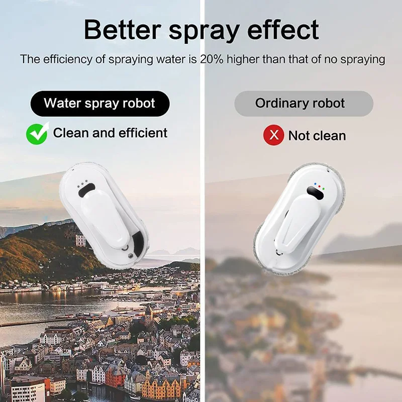 Electric Window Cleaner Robot with Ultrasonic Water Spray Smart Glass Cleaning Machine Remote Control Window Cleaning Device