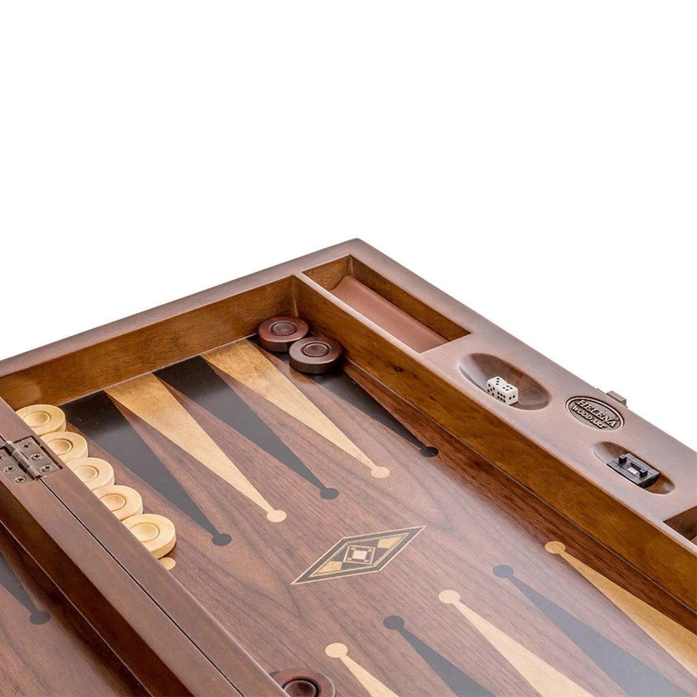 

Набор для настольных игр Eko Backgammon-большой размер | Натуральный ореховый шпон с чипсами из коробки, вышитые шашки из массива дерева