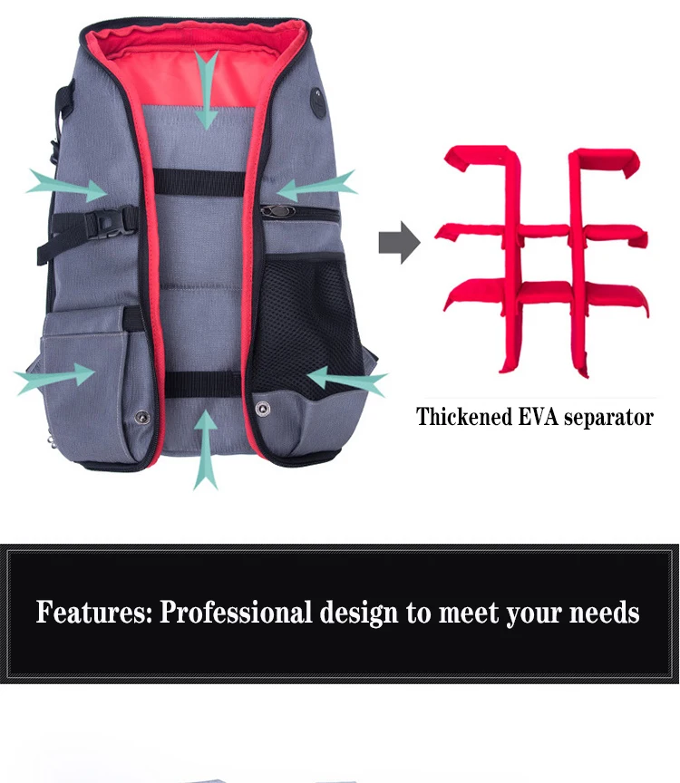 JINNUOLANGRucksack mit großem Fassungsvermögen, Kamerarucksack, wasserdichter Fotorucksack, multifunktionale Reisedrohne, Fotografie, N – Detail 12