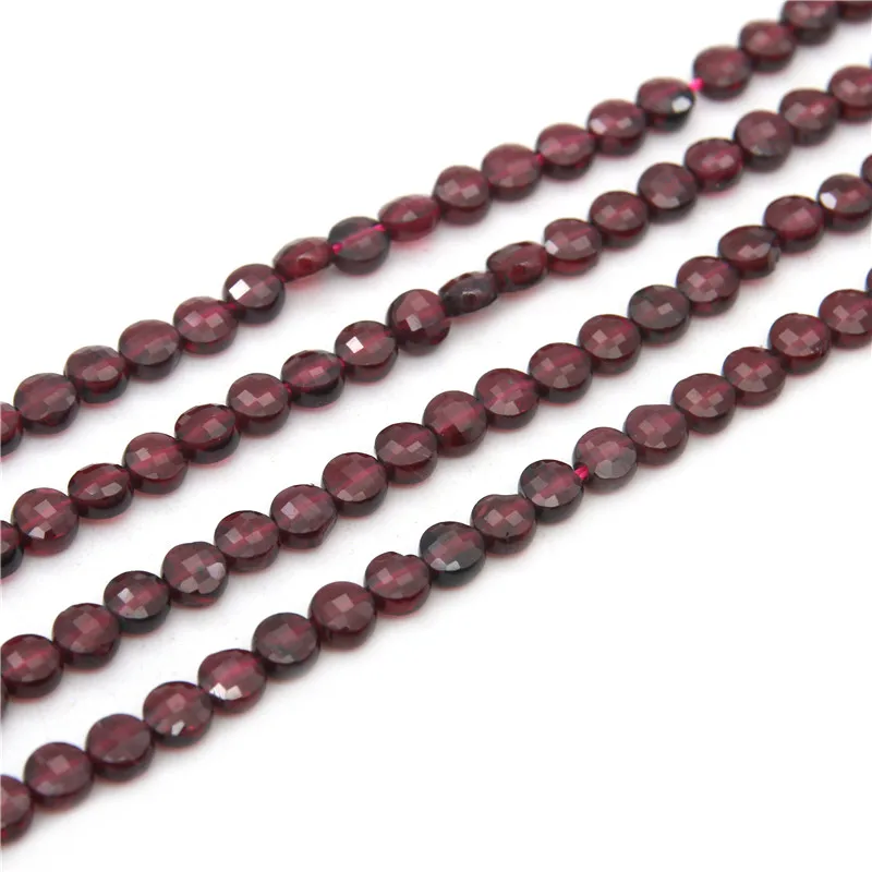 

Garnet Beads Strands Faceted Flat Round Rondelle 2-6mm Natural Semiprecious Stone For DIY Jewelry Making Bracelet Earrings Craft