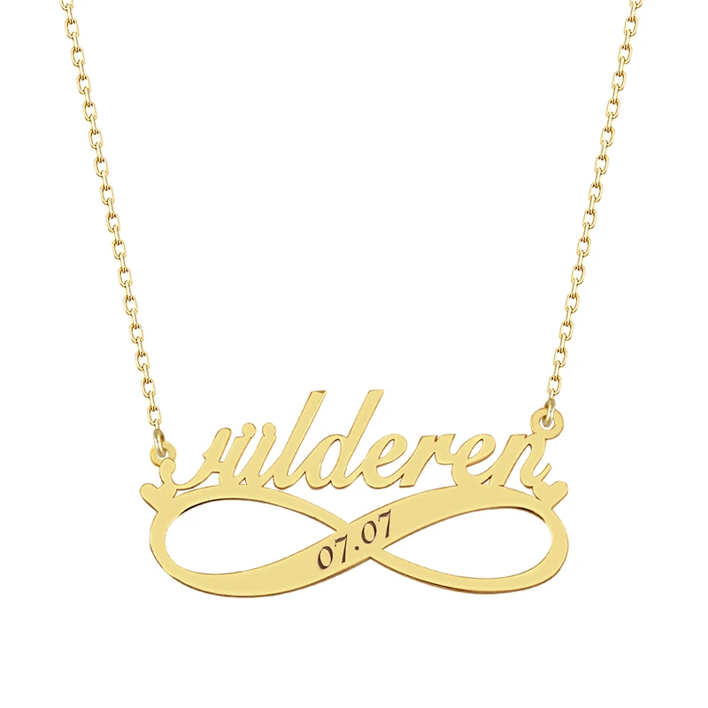 Love Infinity Personalized Nameplate Necklace 925 Silver Custom Name Necklace Gold Plated Lover Anniversary Necklace