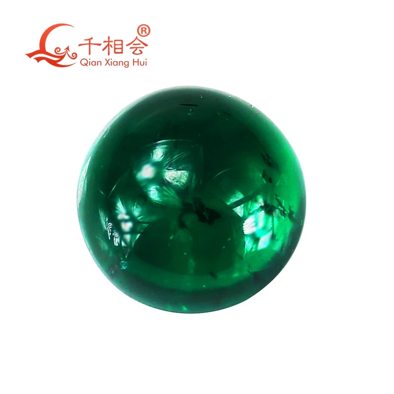 Round shape flat back cabochon  Grown Hydrothermal emerald green color including minor cracks inclusions loose gem stone