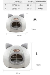 Cute Kitty Calming Cat Cave With Removable Cat Bed Cushion Deep Sleeping Comfortable Ped House Portable Small Dog Kitten Basket