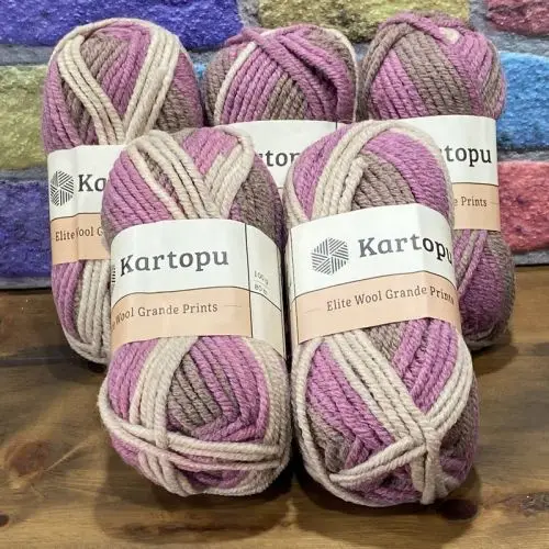 Wool Patterned Hand Knitting Yarn, 5 Ball - Beret - Scarf - Booties - Blanket - Kartopu Elite - Jumper - Summer - Spring - Autumn - Winter 1 pcs (100gr) - (80m) - Acrylic - Made In Turkey