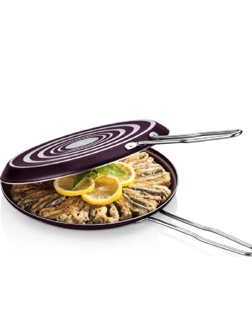 Round Style 32 cm Double Side Fish Frying Pan