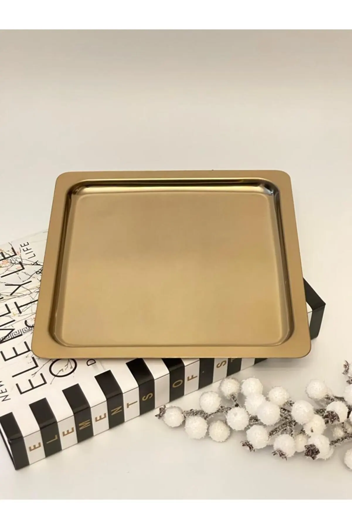 2 Pieces Luxury Stainless Steel Square Piece Silver Square Luxury Steel Coffee Serving Tray Coffee, Tea, Decorative Serving Tray