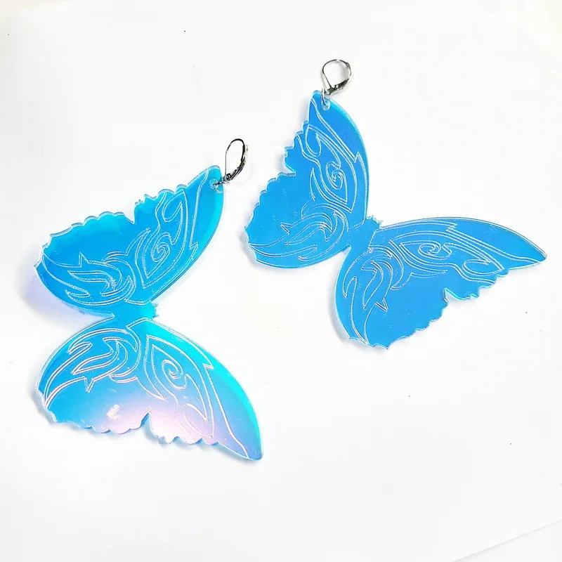 New Iridescence Large Butterfly Hyperbole Drop Earrings for Women Acrylic Trendy Jewelry Fashion Accessories