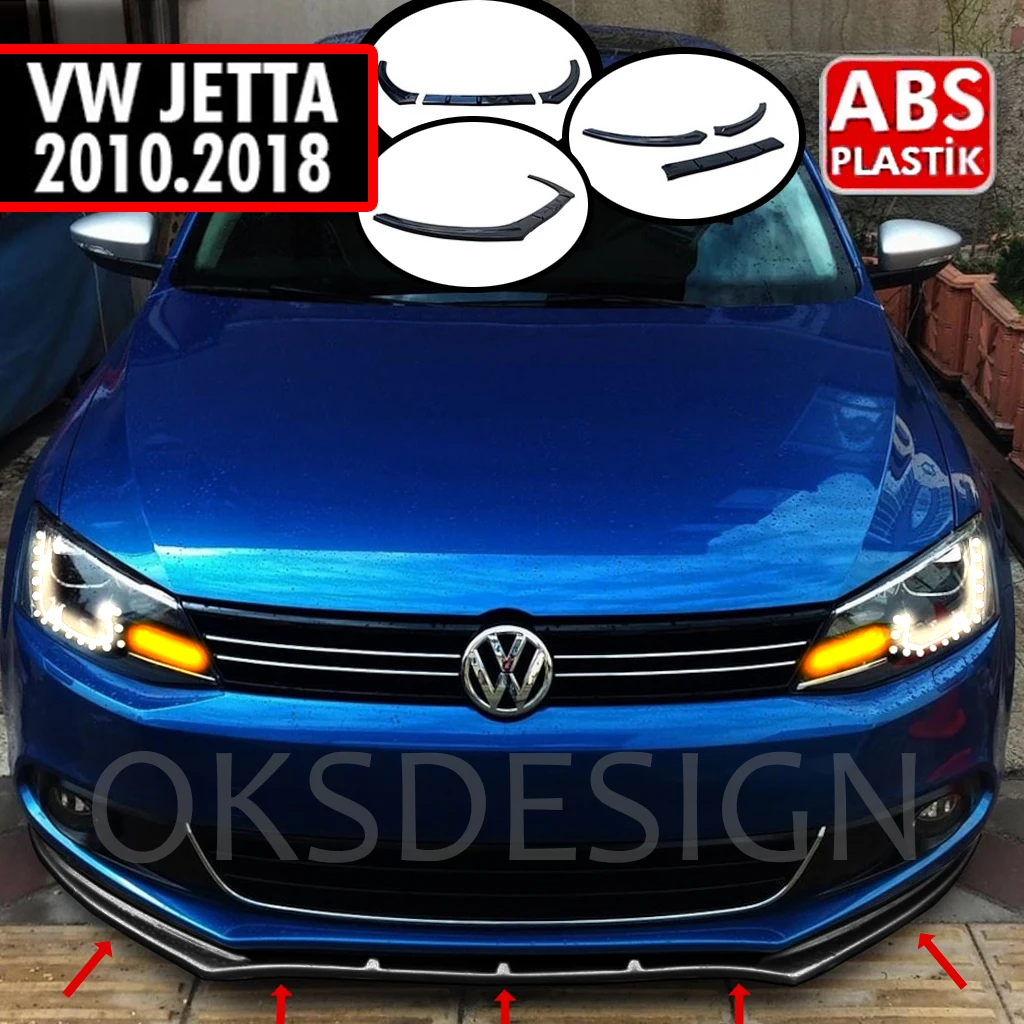 

ForVolkswagen VW Jetta MK6 2010-2018 Car Front Bumper Lip 3 Piece Black Splitter Diffuser Lip Body Kit Spoiler Bumpers