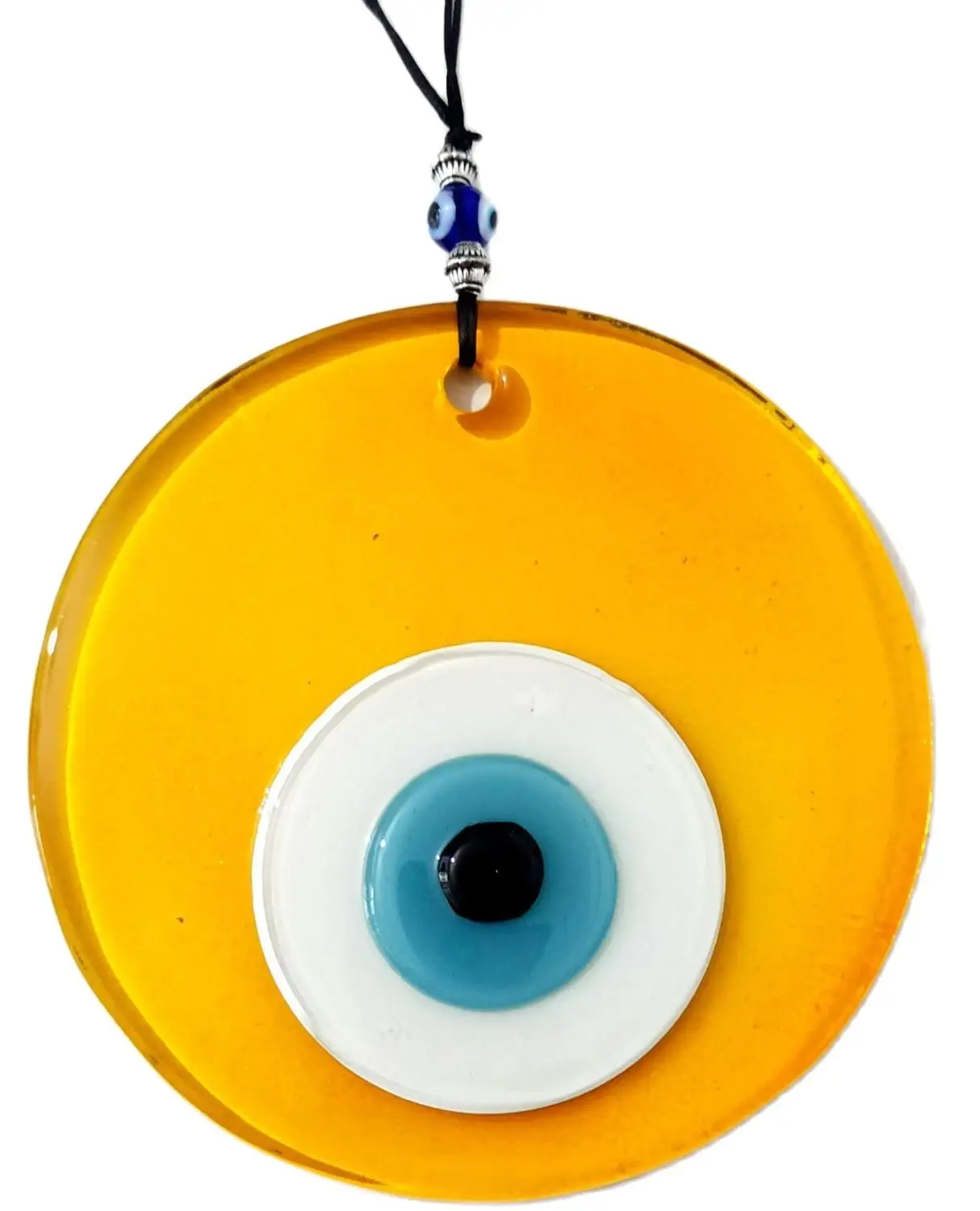 Transparent Honey Color Glass Evil Eye Bead Handmade Wall Decoration