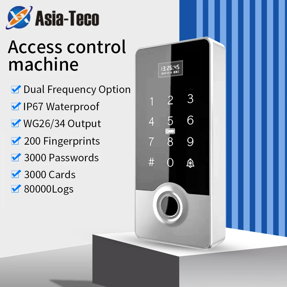 Dispositivo di riconoscimento delle impronte digitali IP67Wateproof RFID 125Khz 13.56Mhz WG26/34 3000 utente con tastiera di controllo accessi pulsante campanello