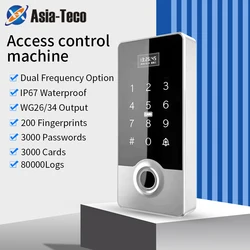 Dispositivo de reconhecimento de impressão digital ip67wateproof rfid 125khz 13.56mhz wg26/34 3000 usuário com botão campainha controle acesso teclado