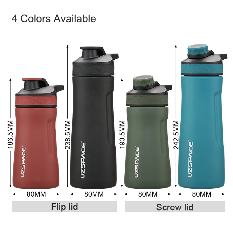 UZSPACE Thermos Stainless Steel Vacuum Flask Cup Creative Portable Leakproof Travel Mug 2 Style Lid Thermo Bottle With Handgrip