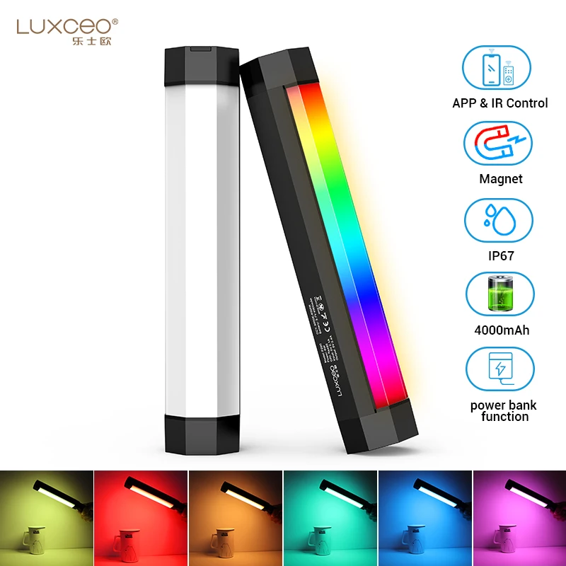 

LUXCEO P200 RGB Video Light Wand APP Control IP67 Waterproof Built-in Strong Magnetic LED Photography Lighting Stick Power Bank