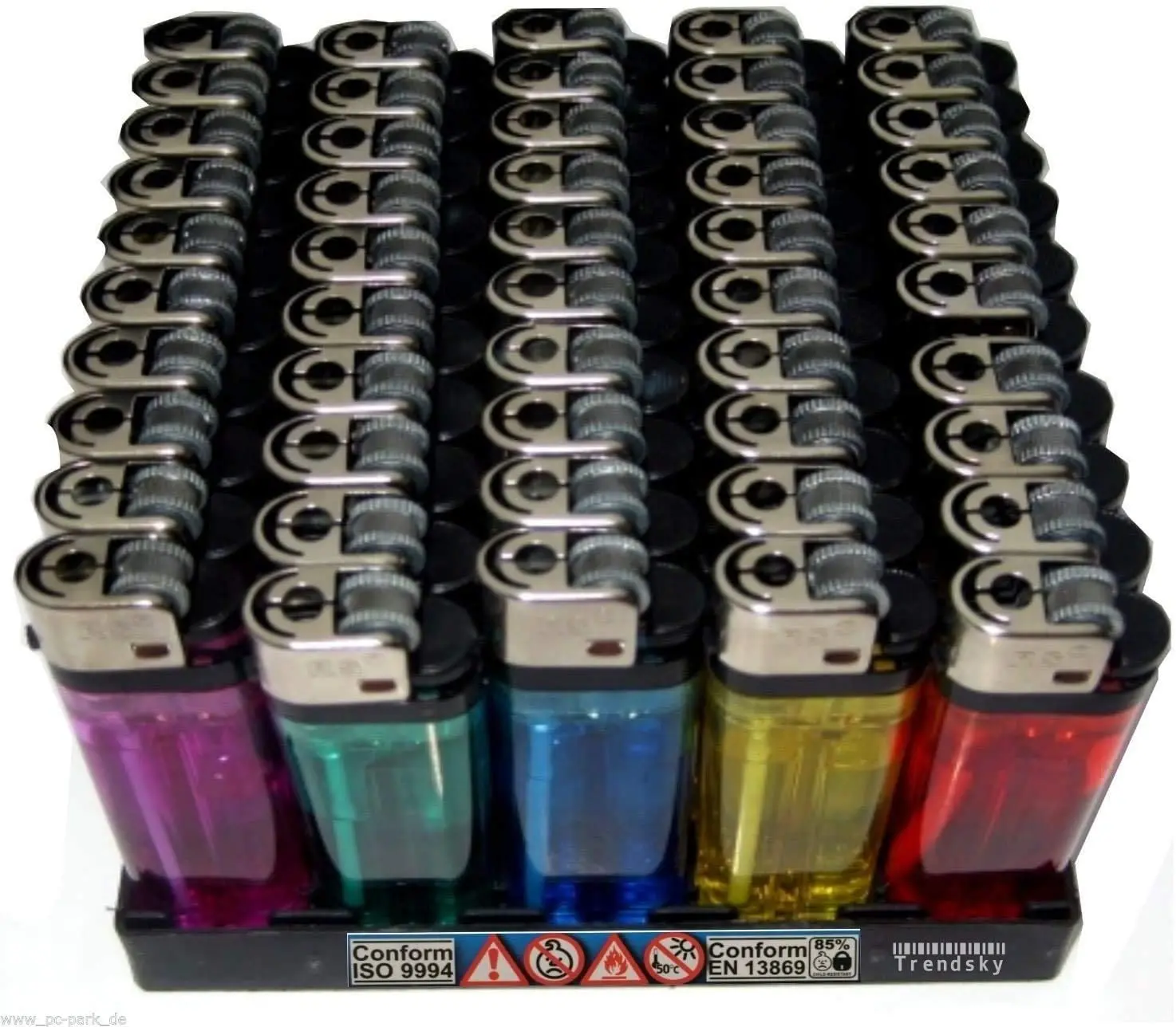 35780-92efea.jpg Pack de 50 Mecheros Desechables de 5 Colores con Caja Expositora