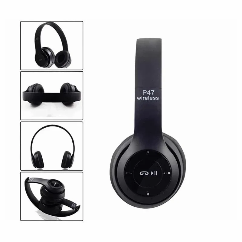 Wireless Bluetooth headset, foldable wireless stereo headset built-in microphone with SD/TF/FM/ MP3, with charging Cable