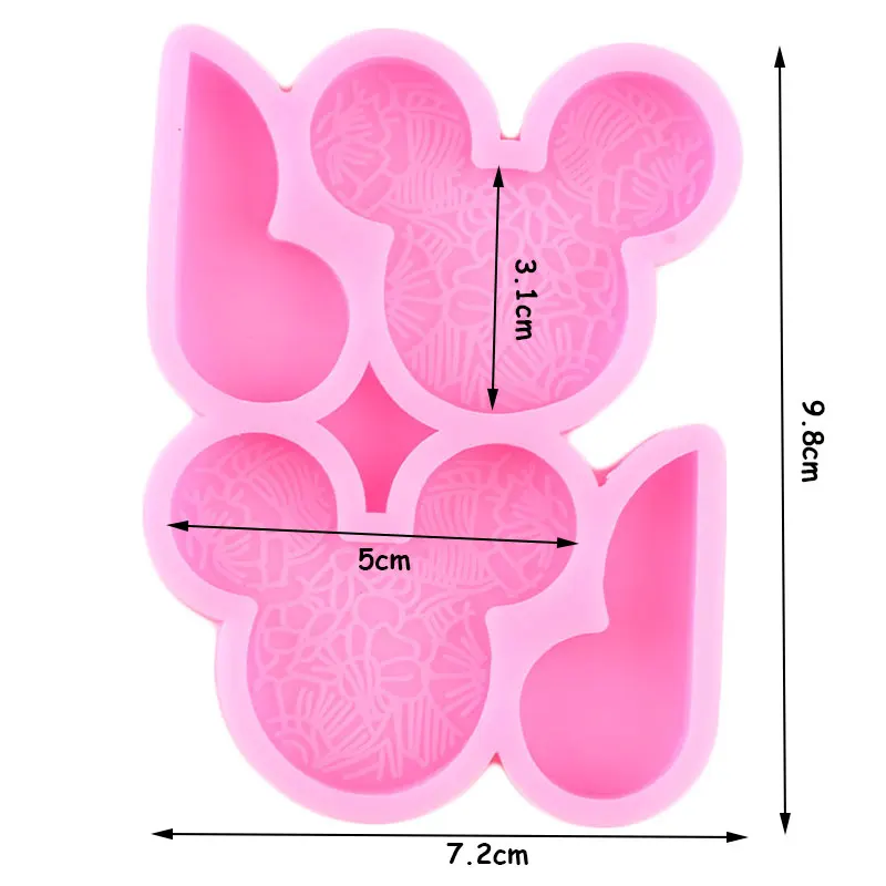 3D Mouse Head Fower Straw Topper Silicone Mold Heart Shape Chocolate Candy Jelly Fondant Molds DIY Party Cake Decorating Tools