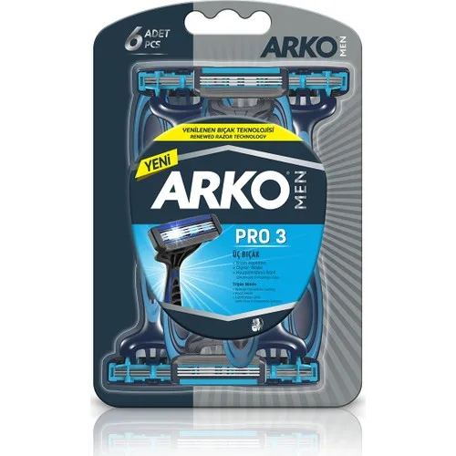 Arko Men Pro 三刀头剃须刀 6只装