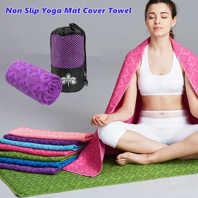 183*63cm/185*82cm Anti-slip Sweat-absorbent Yoga Towel Folding Fitness Mat Ultra-thin Yoga Blanket Towel Sports Travel Blanket