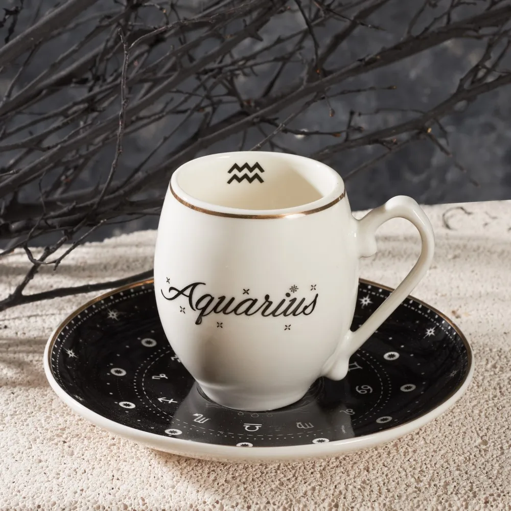 

Aquarius Zodiac Turkish Coffee Cup, Arabic Coffee Cup, Black and White Expresso Cup, Small Cup, Zodiac Cup, Aquarius zodiac sign