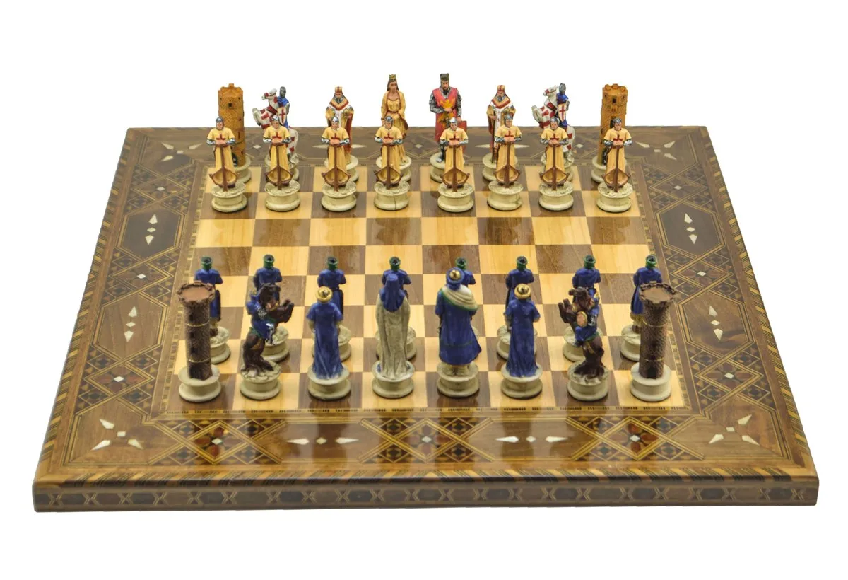 Chess Set / Set; Medium, Seljuk & Crusaders, Polyester, Nacreous Cvz Msf Chess Set Quality Material