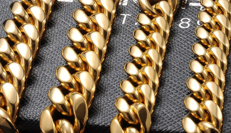 6mm/8mm/10mm/12mm Hip-Hop Hochglanzpoliertes Gold Farbe 316L Edelstahl Curb Cuban Link Kette Halskette Geschenk für Männer Schmuck – Detail 7