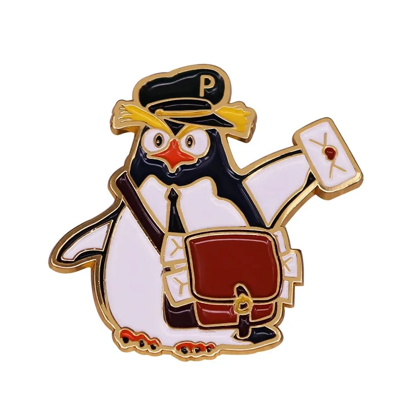 Wearing a hat Penguin Postman Badge Pin