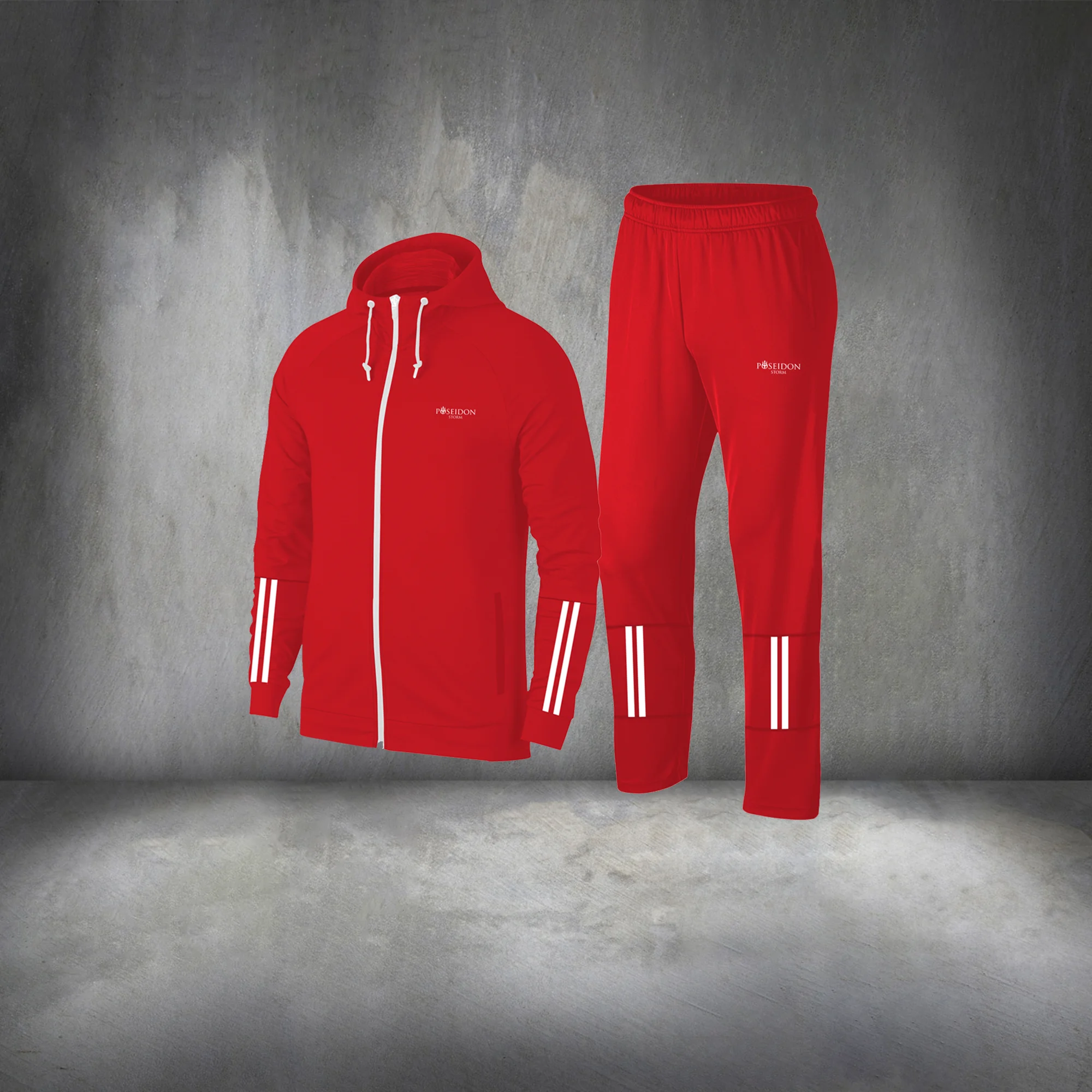 Large Size Red Interlock Breathable Fabric Zippered Comfortable Tracksuit Hiking Full Set 4XL-10XL