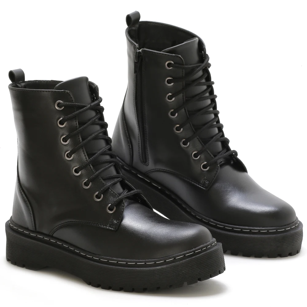 Women's Boot Platform Treated Coturno Stiloclub Black Settlement.