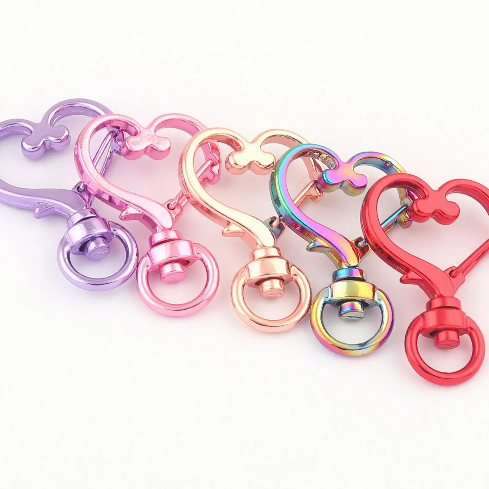 8mm Pink Heart Swivel Clasps Claw Lobster clasps Trigger Clasps Dog Collar Supply Handbag Clasps Metal Trigger Lanyard Hook