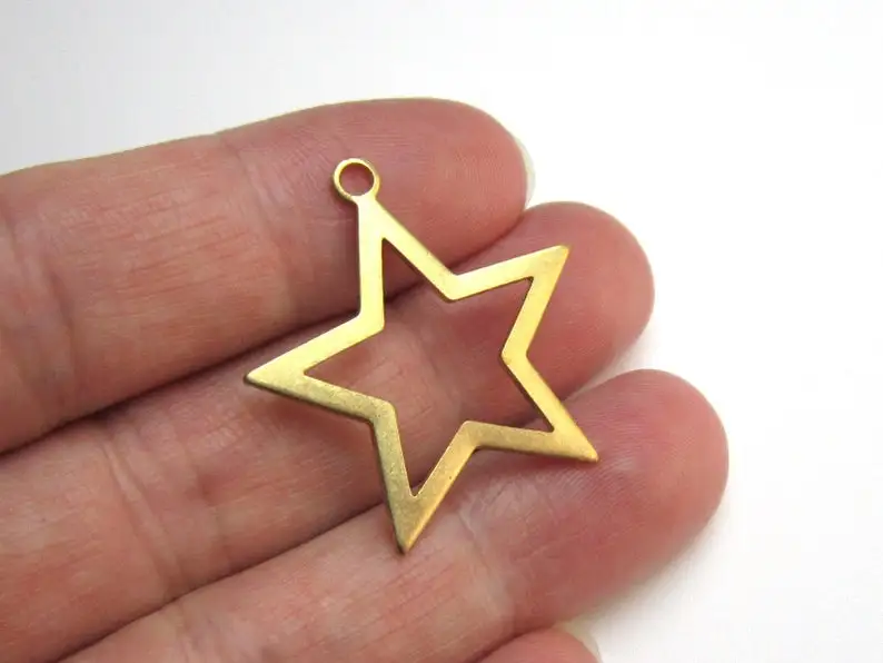 

10pcs Brass Charms, Star Earring Charm, Earring Accessories, 29x28mm, Pentagram Brass Findings, Jewelry Making - R1726