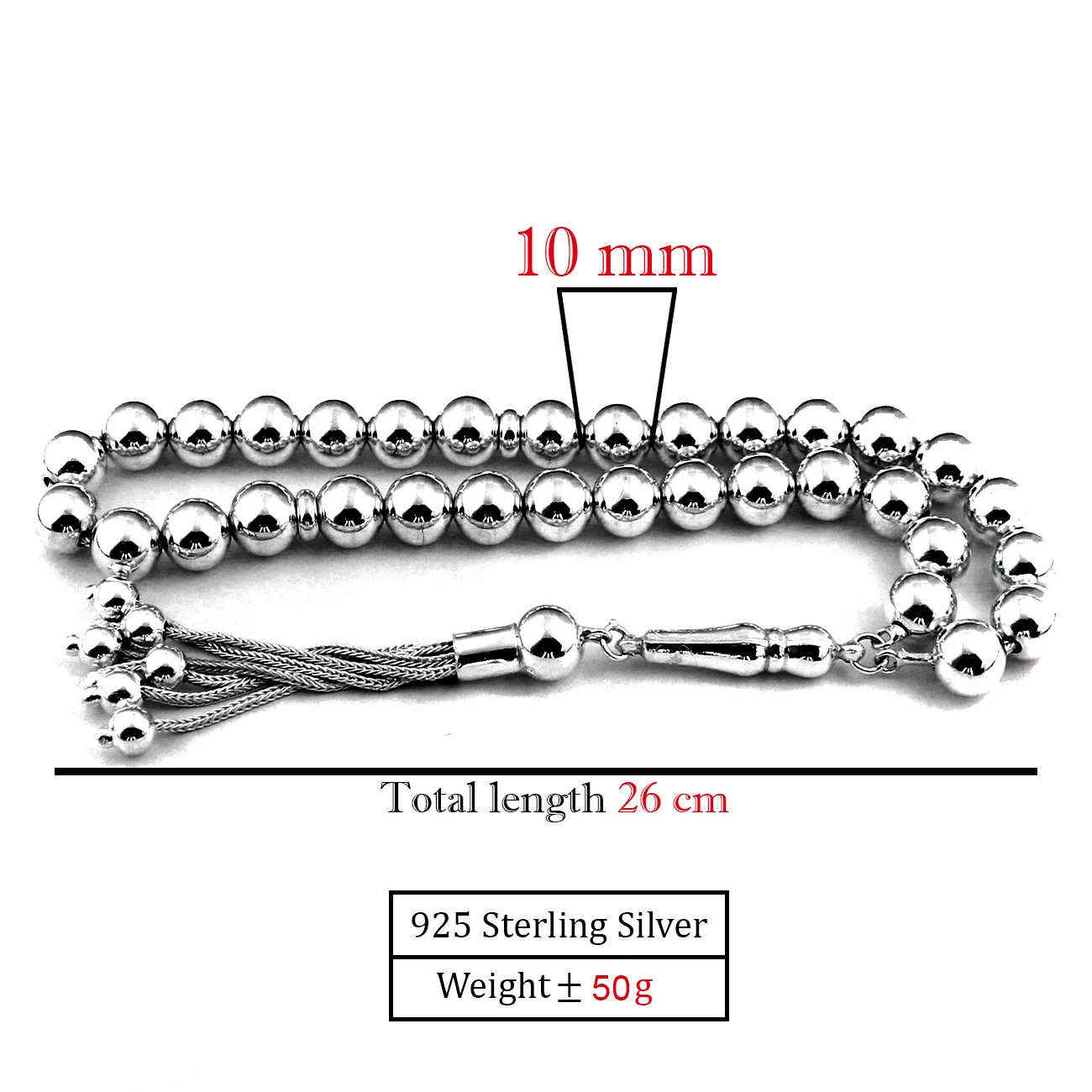 Real Pure 925 Sterling Silver Rosary For Men 33 Beads High quality Handmade Tasbeeh Tasbih Prayer Muslım Turkish Style Bracelet Accessory Retro Gift