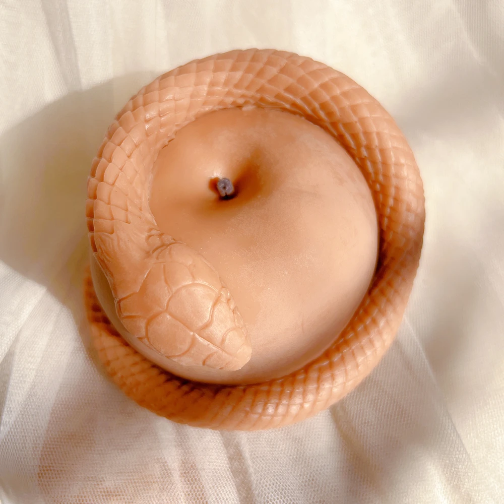Realistic Snake Apple Candle Silicone Mold Animal Wax Candles Mould Terror Art Home Decor
