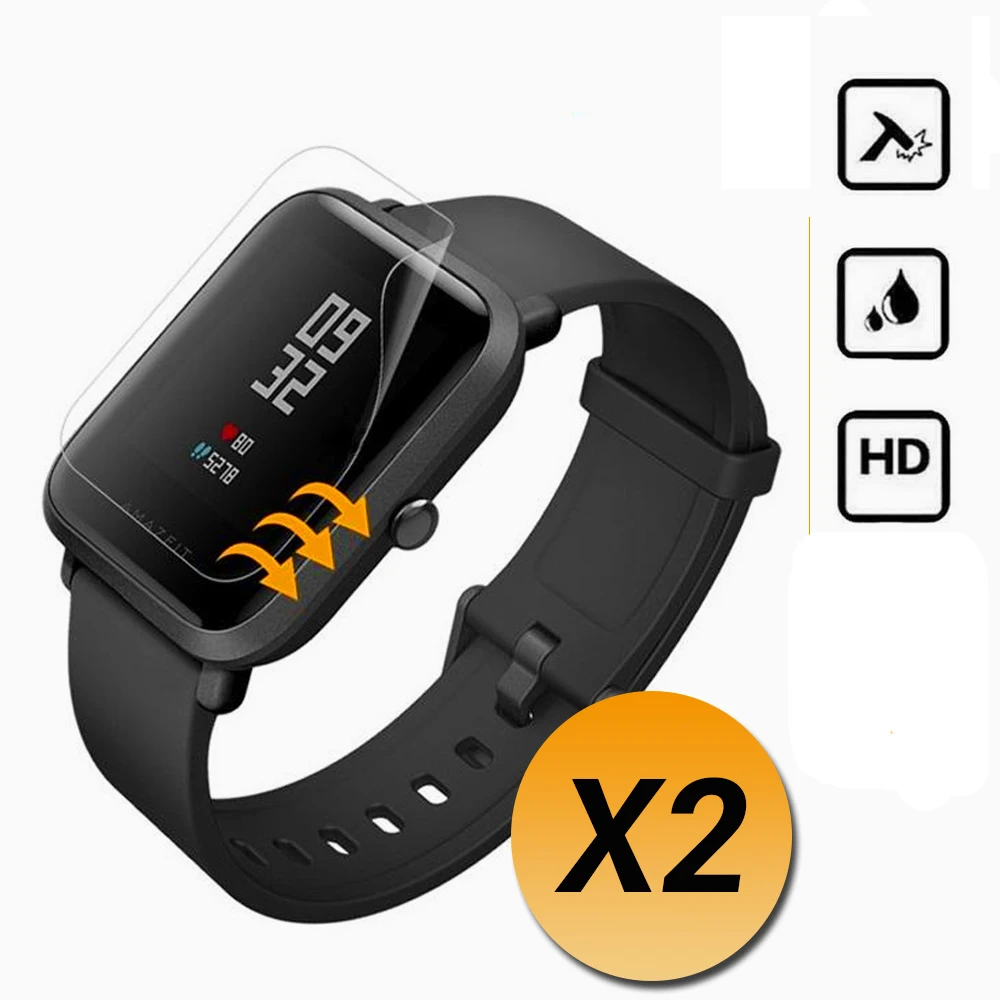 Amazfit bip Smart Watch smartwatch screen protector 2 PCs 3D protective foil for drops scratches