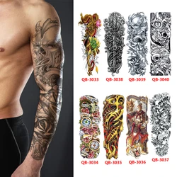 Full Arm Fake Tatoos For Men Waterproof Temporary Tattoo Large Size Sleeve Sticker Henna Skeleton Transfer Tattoos Makeup Tools