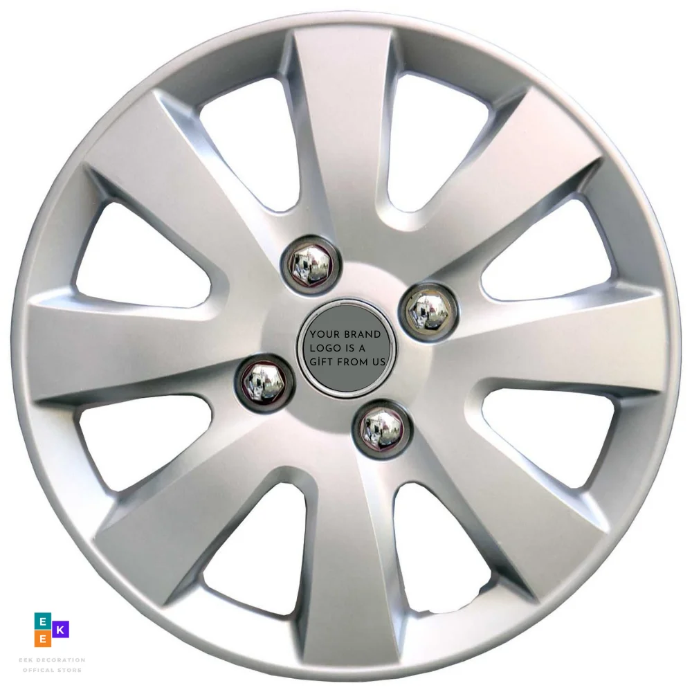 Auto Caps for Wheels Caps Wheel with 14 Inch 15 Inch Hubcap 16 Inch 4 Pieces + Emblem Silver Color Abs plastic