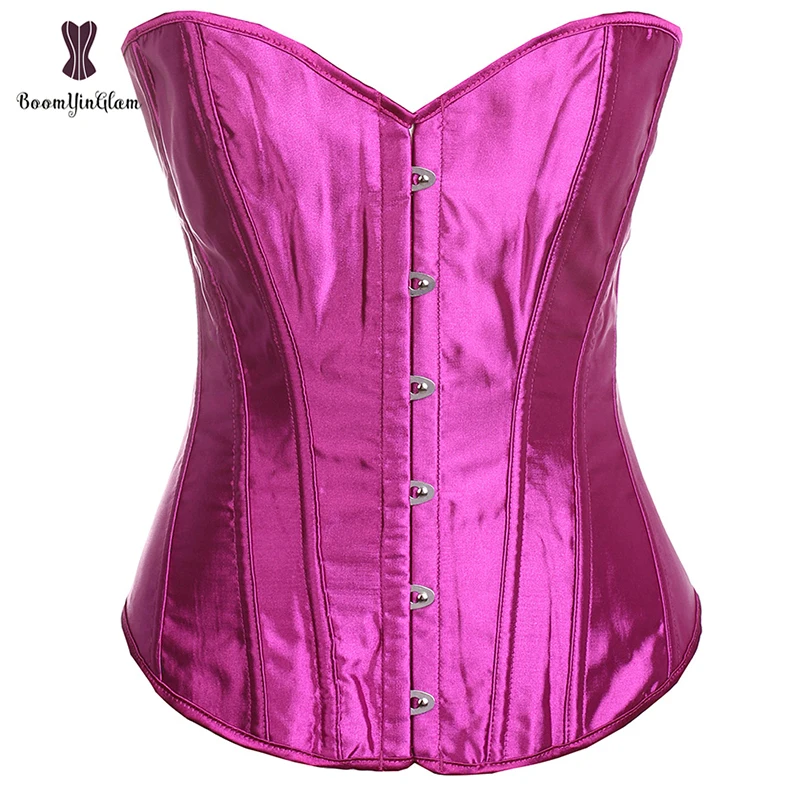 Satin Waist Trimmer Corsets And Bustiers Overbust Lace Up Boned Corset Top Plus Size Bodyshaper For Women 818