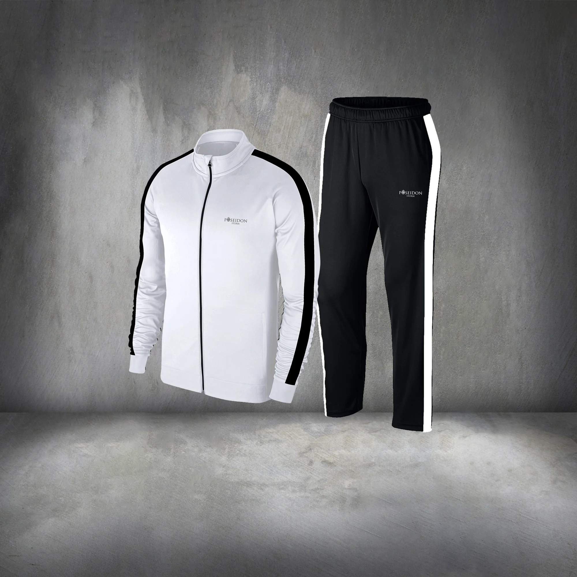 

Oversize Men's White Interlock Fabric Stylish Tracksuit Set 4XL-10XL