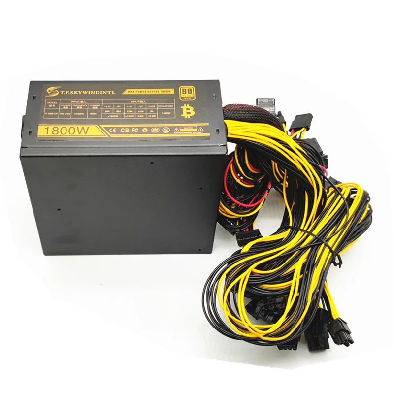 1800W Mining PC Power Supply ATX Computer Power PSU 24Pin For Bitcoin Miner R9 380/390 RX 470/480 RX 570 1060 For Antminer PSU