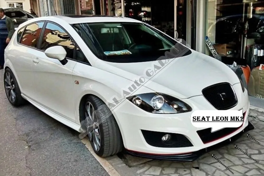 For Seat Leon MK2 Front Bumper Attachment Lip 2005-2012 Piano Glossy Black Splitter Diffuser Universal Spoiler Bumper