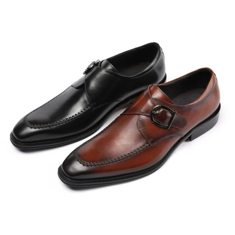 England Trendy Genuine Leather Busienss Dress Men Shoes Black Brown Wedding Shoes Mens Office Career Work Shoes Size 38-44