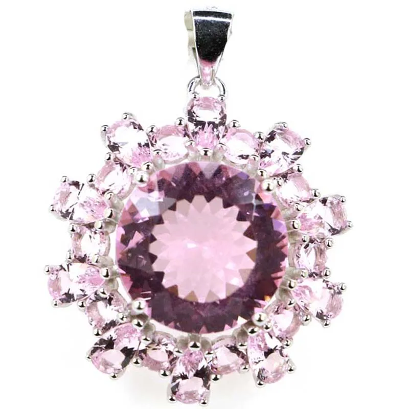 Pendentif en argent regardé 4.3 massif, tourmaline rose, aigue-marine, péridot, aigue-marine, kunzite rose, 30x23mm, 925g, achetez-en 3 et obtenez-en 1 gratuit