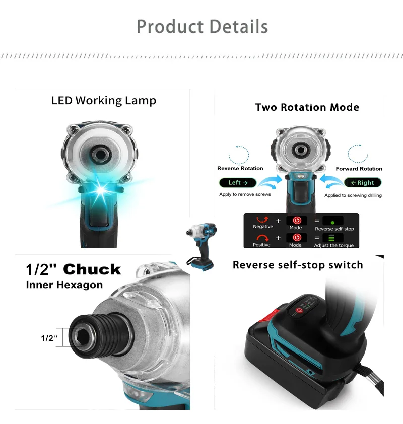 ATO Lithium Battery 8 In 1 Combo Kits Power Tools Sets Brushless Electric Cordless Planer for Makita 18V battery