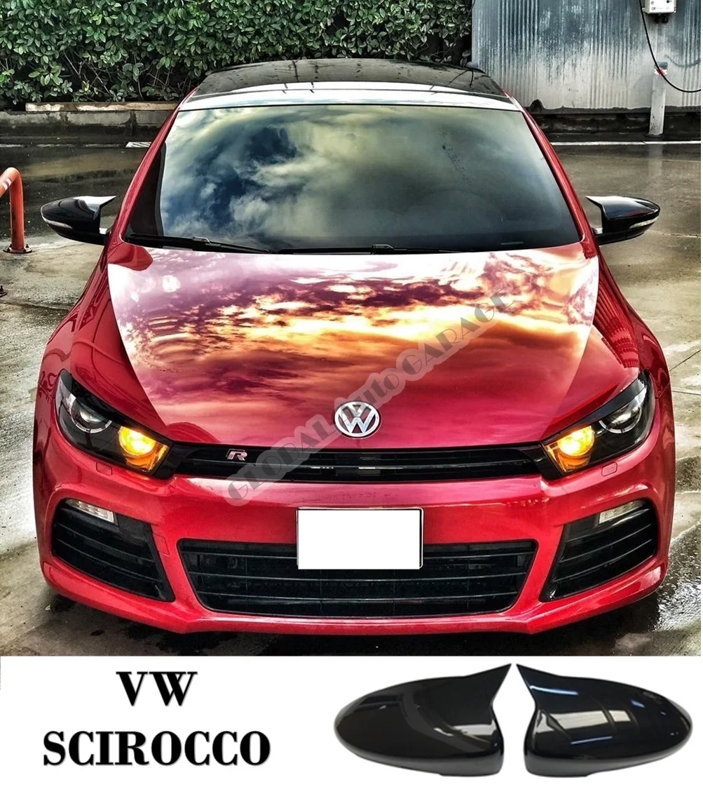 

For VW Volkswagen Scirocco Bat Mirror Cover 2008-2021 Glossy Piano Black 2 Pieces Wing Car Styling Auto Accessory Universal