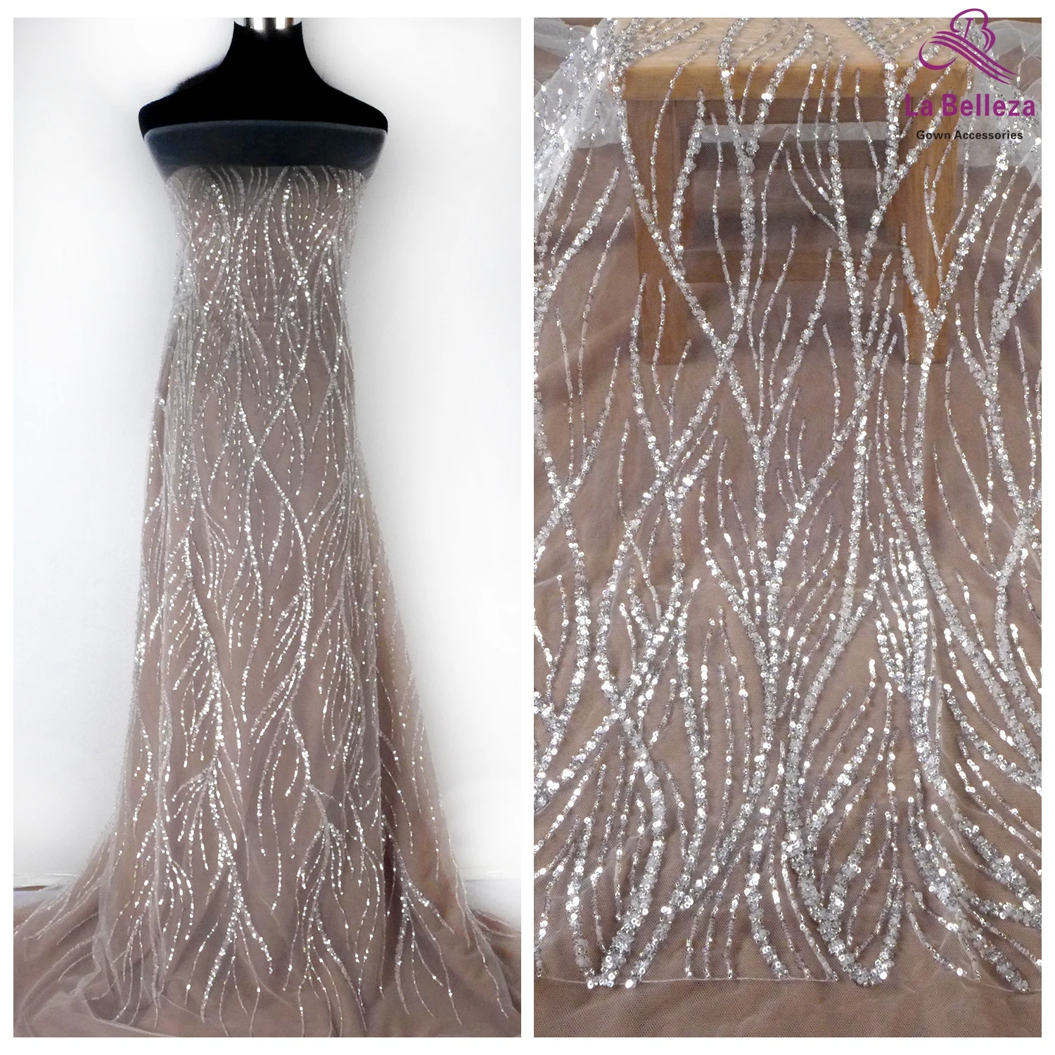 Off white and silver lace,heavey beading sequins lace fabric,flowers patterns lace,good quality lace