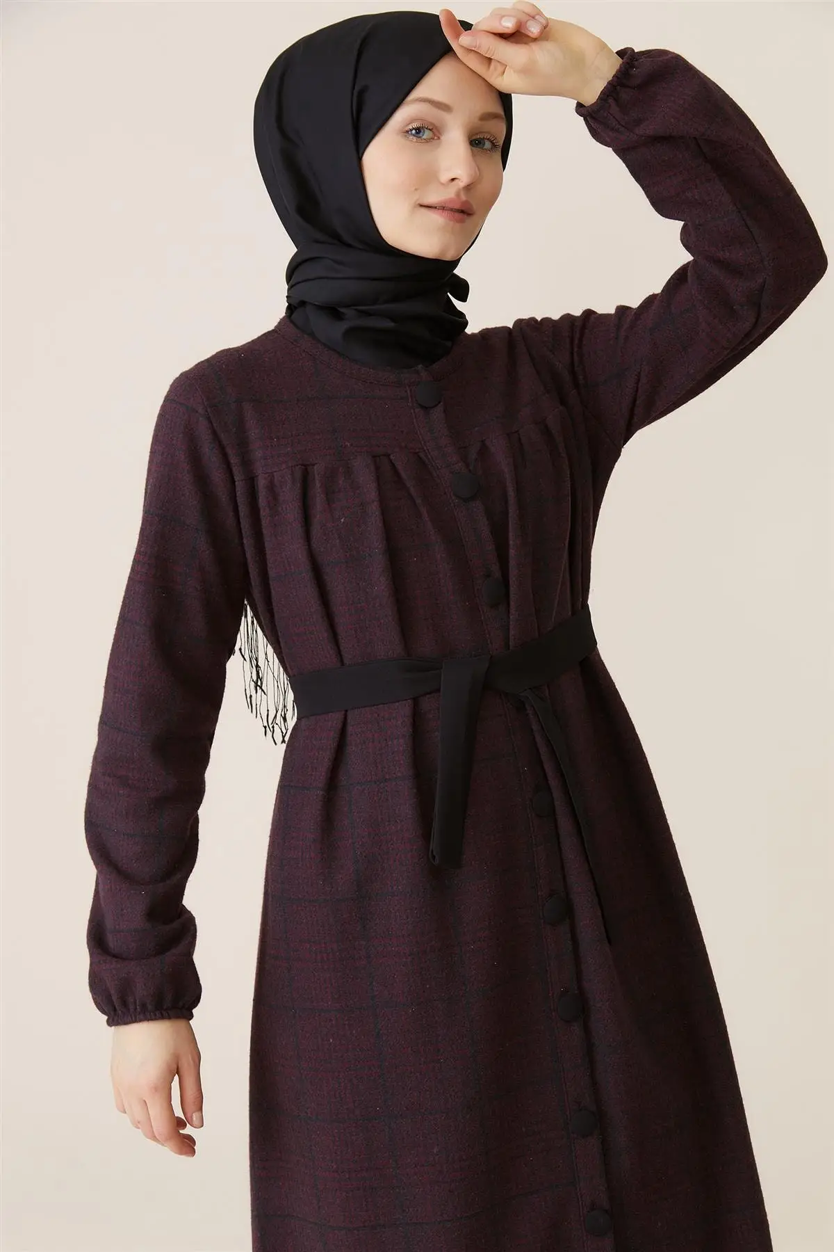 Nassah Topcoat-Damson UU-9W6030-51 Nassah-UU-9W6030 Islamic Muslim womens ladies clothing religious long abaya scarf