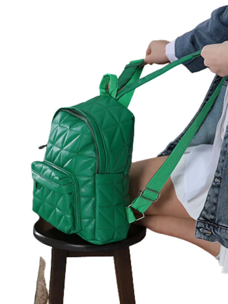 Green Women's Quilted Backpack Stylish Design High Quality New Model Style Fashion Multi-Useful Women's Special Bag 2022