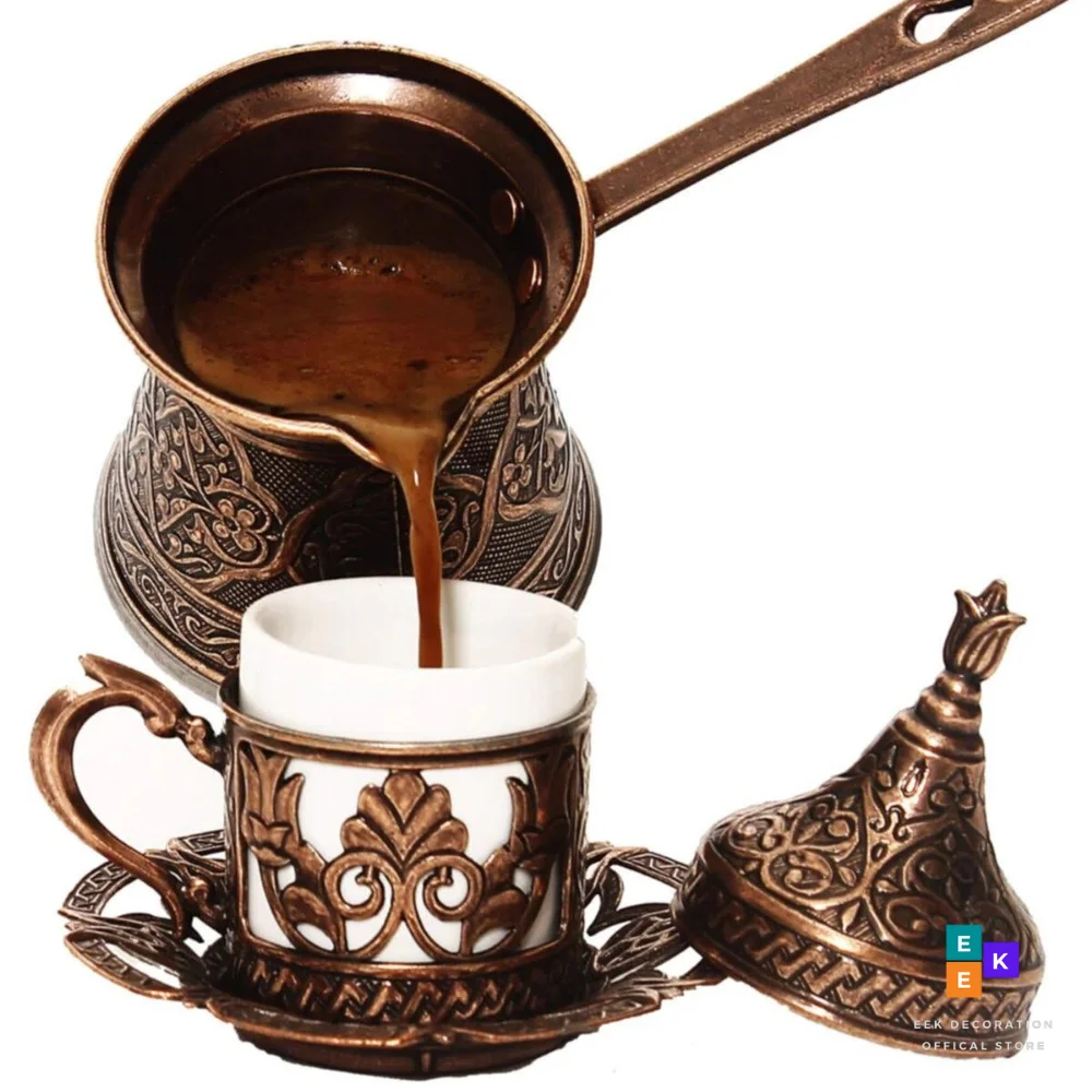 Turkish Coffee Pot Coffee Maker Moka Pot 4 Person 200 ML турка для кофе Copper Cezve Handmade Casting Decorative Gift Accessory