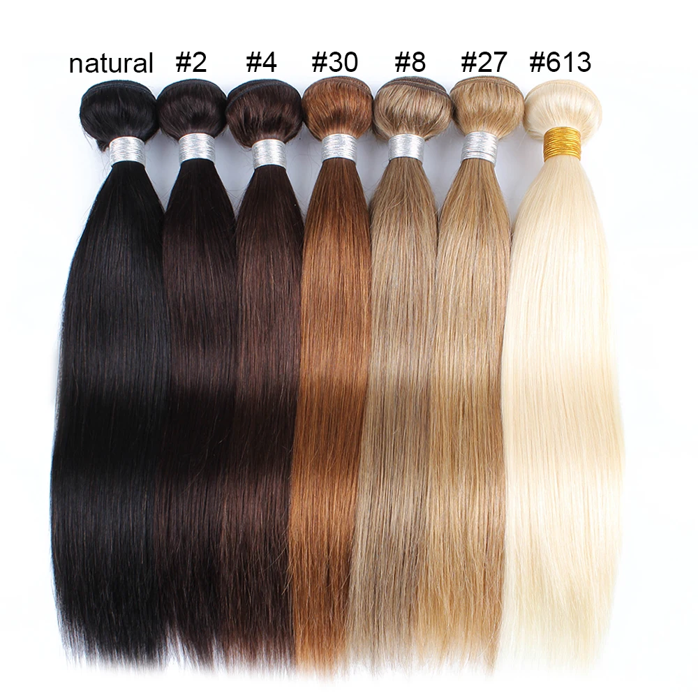 4 Bundel Warna #8 #27 #30 Remy Ekstensi Rambut Manusia India Lurus 400G/Lot Madu Pirang Tebal Berakhir Auburn Wegemfts Panjang