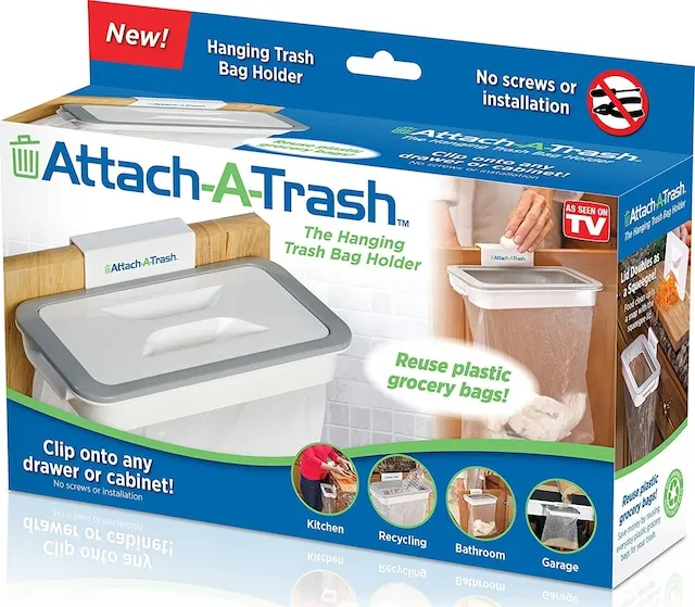 Attach A Trash Clamshell Garbage bag Holder Apparatus 431617534 Easy To Use Very Practical