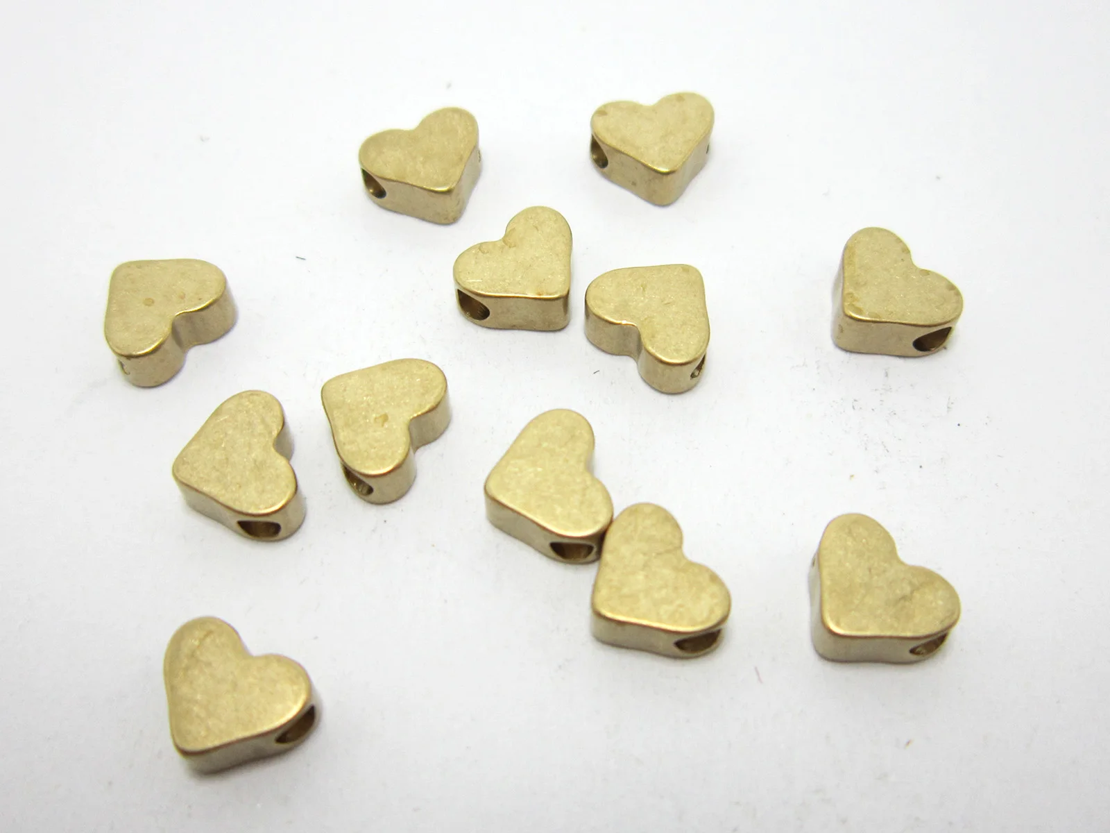 

20pcs Brass Heart Beads, Heart Spacer Beads, Solid Brass Sliders, Bracelet Beading, Jewelry Making Supplies, 9.8x8.7x3.5mm R2631